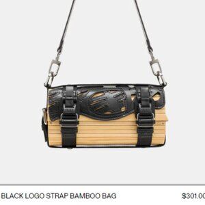 NWT Feng Chen Wang Black Logo Strap Bamboo Bag